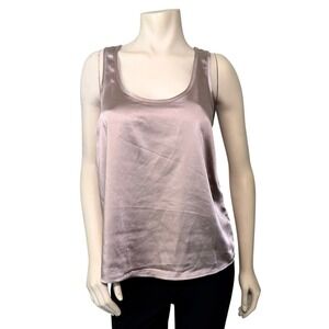 Old Navy Satin Shell Tank Top Womens Medium Mocha Taffy Excellent Scoop Neck